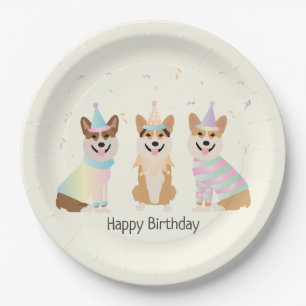 Happy Birthday Pembroke Welsh Corgi Hunde Pappteller