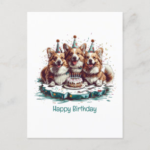 Happy Birthday Pembroke Welsh Corgi Hunde Postkarte