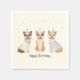 Happy Birthday Pembroke Welsh Corgi Hunde Serviette