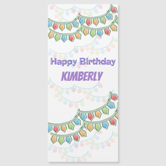 Happy Birthday Pennant Banner Magnetkarte (Vorderseite)
