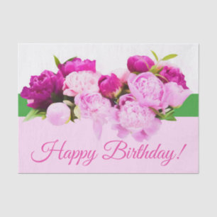 Happy Birthday Peonies Seidenpapier
