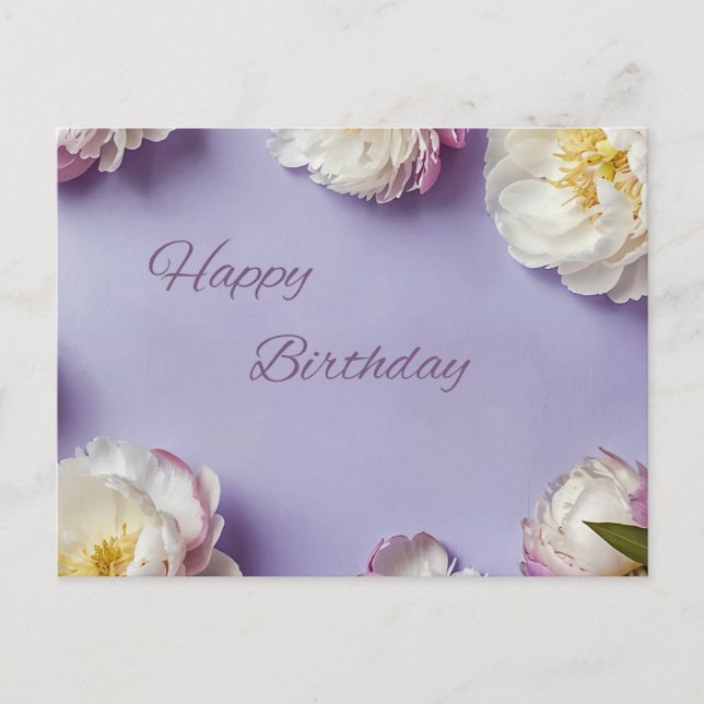 Happy Birthday Peony Blume Postkarte (Vorderseite)