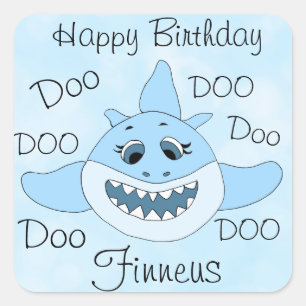 Happy Birthday Personalisiert Baby Shark Quadratischer Aufkleber