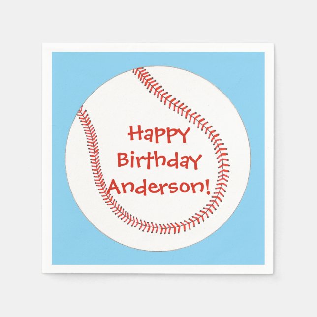 Happy Birthday Personalisiert Baseball Napkins Serviette (Vorderseite)
