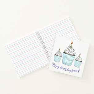 Happy Birthday Personalisiert Cake Cupcake Gefalle Notizbuch