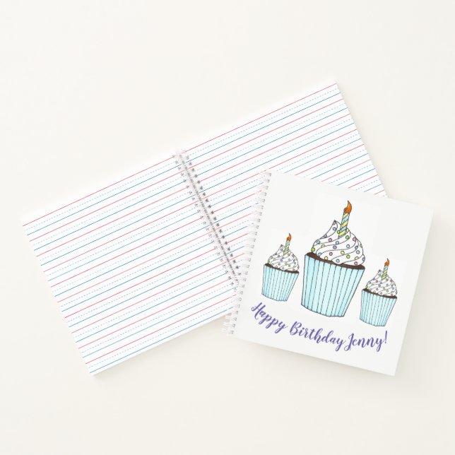Happy Birthday Personalisiert Cake Cupcake Gefalle Notizbuch (Innenseite)