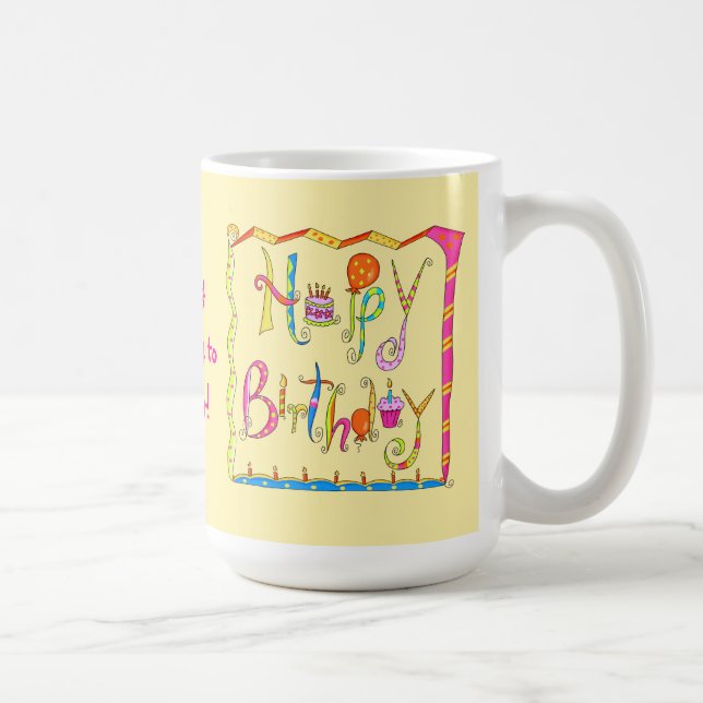Happy Birthday Personalisiert Gelbe Tasse (Rechts)