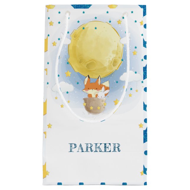 Happy Birthday Personalisiert Moon Air Ballon Kleine Geschenktüte (Vorderseite)