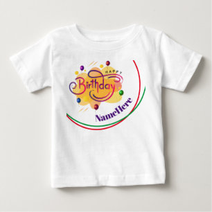 Happy Birthday Personalisiert Name Modern Gift for Baby T-shirt