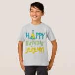 Happy Birthday Personalisiert Polka Dot Party Hat T-Shirt<br><div class="desc">Das Hemd zeigt eine originale Marker-Abbildung eines Polka-Dot-Party. Einfach mit Ihren Informationen für ein einmaliges Geburtstagsparty-Shirt personalisieren! Sehen Sie nicht,  wonach Sie suchen? Brauchen Sie Hilfe bei der Anpassung? Klicken Sie auf "rebeccaheartsny" (obere rechte Ecke) und dann auf "Kontakt mit diesem Designer",  um etwas für Sie kreiert zu haben!</div>