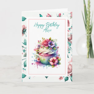 Happy Birthday Personalisiert Shabby Chic Floral Karte