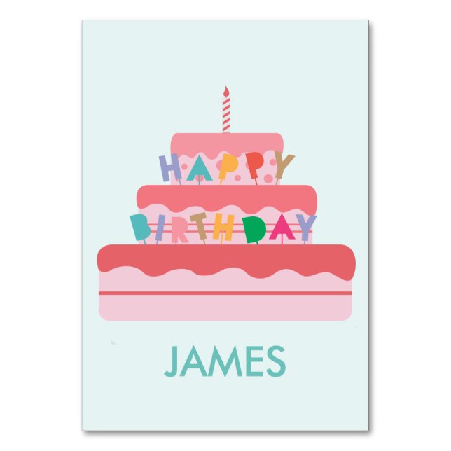 Happy Birthday Personalisiert Table Card Tischnummer (Vorderseite)