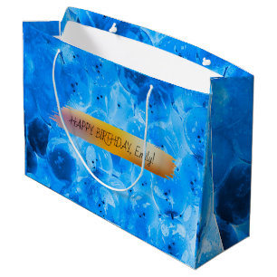 Happy Birthday Personalisiert trendy modern blau Große Geschenktüte
