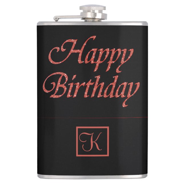 Happy Birthday Personalize Monogram Gift for Men Flachmann (Vorderseite)