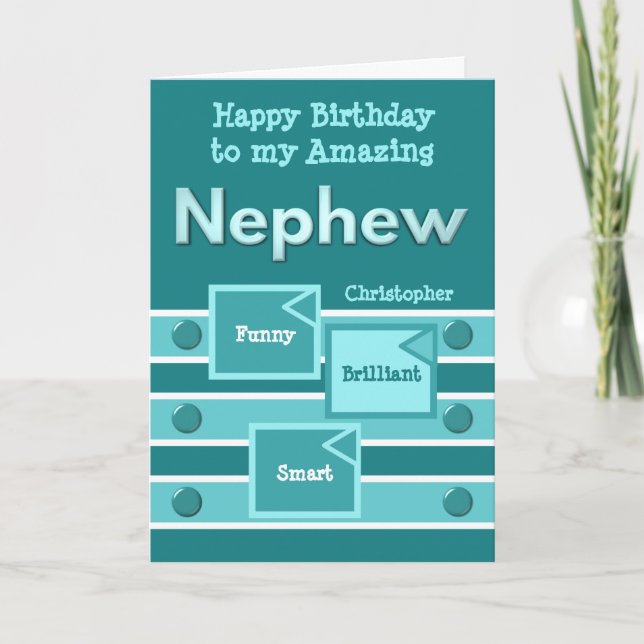 Happy Birthday Phantastisch Nephew türkis grün Karte (Vorderseite)
