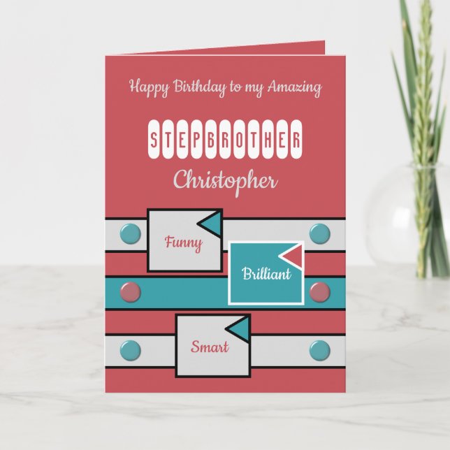Happy Birthday phantastisch Stepbruder Red Karte (Vorderseite)