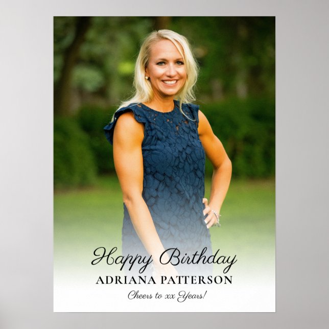 Happy Birthday Photo, Cheers and Welcome to Party  Poster (Vorne)