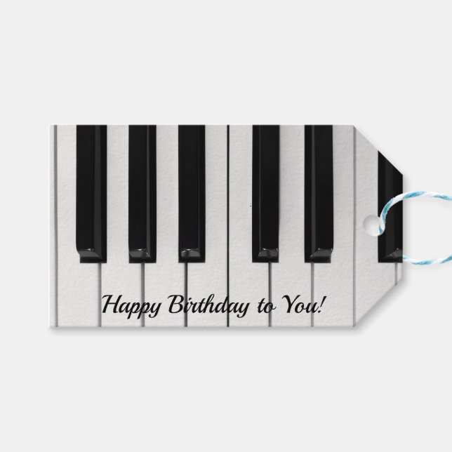 Happy birthday piano keys geschenkanhänger (Vorderseite (Horizontal))