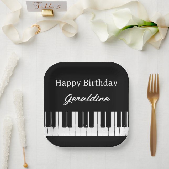 Happy Birthday Piano Player Personalised Pappteller (Hochzeit)