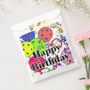 Happy Birthday Pickleball Balloons Confetti White Geschenktütchen