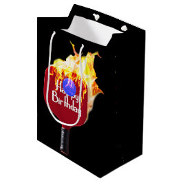 Happy Birthday Pickleball Paddle on Fire Mittlere Geschenktüte