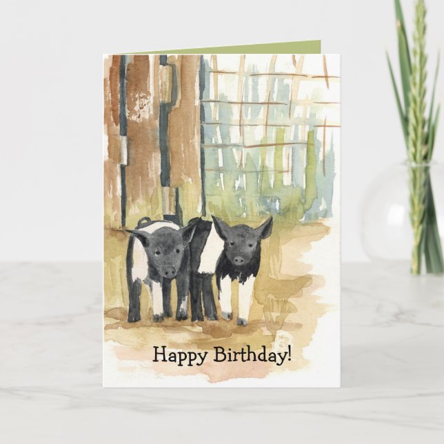 Happy Birthday Pigs Barnyard Farm Animals Karte (Vorderseite)