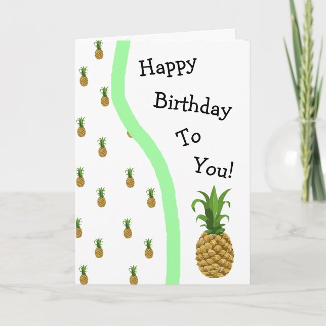 Happy Birthday Pineappy Cutesy Card Karte (Vorderseite)
