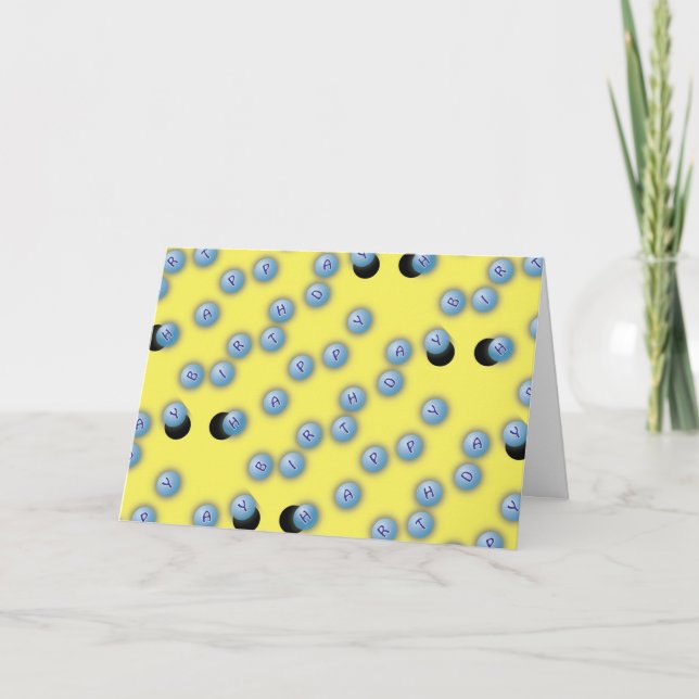 Happy Birthday Ping Pong Design Gelb Karte (Vorderseite)