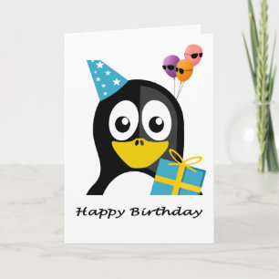 Happy Birthday Pinguin & Cool Balloons Card Karte