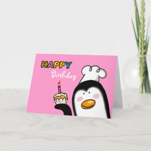 Happy Birthday Pinguin cupcake Karte