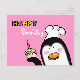 Happy Birthday Pinguin cupcake Postkarte