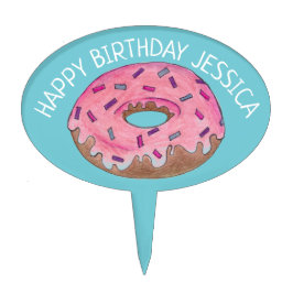 Happy Birthday Pink Aquamarin Mattiert Donut Dough Kuchenaufsatz