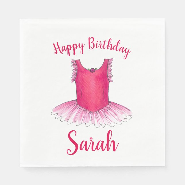 Happy Birthday Pink Ballet Dance Ballerina Tutu Serviette (Vorderseite)