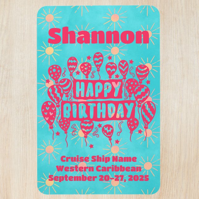 Happy Birthday Pink Blue Cruise Door Magnet (Von Creator hochgeladen)