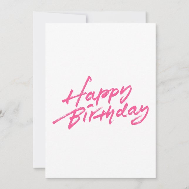 Happy Birthday Pink Brush Stroke Design Einladung (Vorderseite)