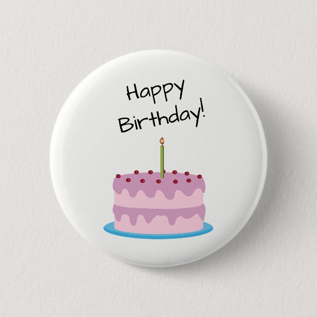 Happy Birthday Pink Cake Button (Vorderseite)