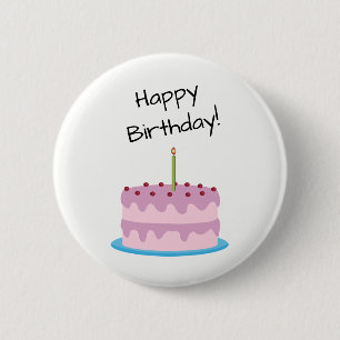 Happy Birthday Pink Cake Button