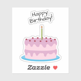 Happy Birthday Pink Cake Contour Sticker