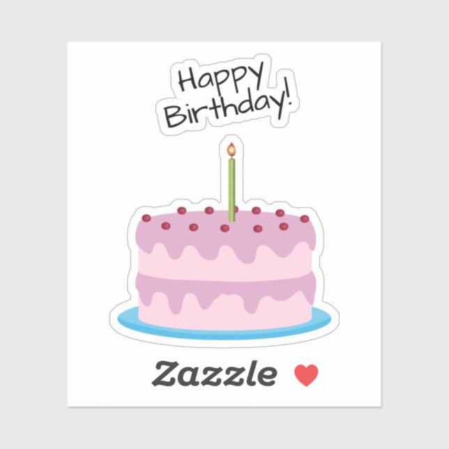 Happy Birthday Pink Cake Contour Sticker (Blatt)