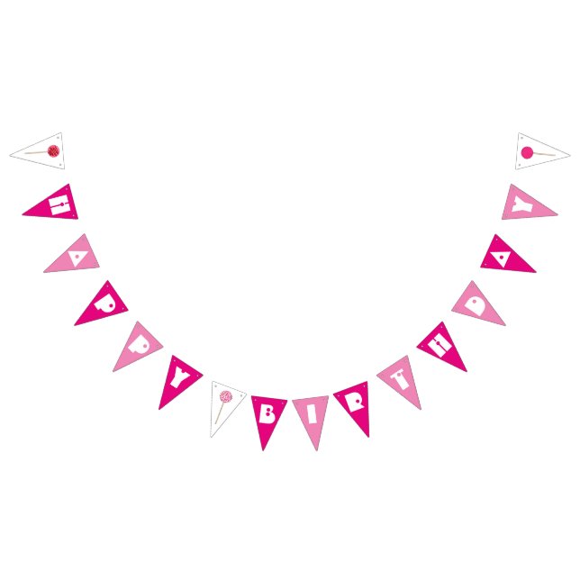 Happy Birthday Pink Cake Pops Sprinkles Party Wimpelkette (Alle)