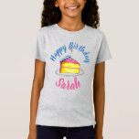 Happy Birthday Pink Cake Slice Candle Gastgeschenk T-Shirt<br><div class="desc">Das Design zeigt eine originelle Marker-Abbildung einer rosa und gelben Scheibe Geburtstagstorte mit einer Kerze, mit HAPPY BIRTHDAY in einem lustigen Schriftart. Ideal für eine Geburtstagsfeier. Personalisieren Sie einfach mit Ihren Informationen. Sehen Sie nicht, wonach Sie suchen? Brauchen Sie Hilfe bei der Anpassung? Kontaktieren Sie Rebecca, um etwas für Sie...</div>