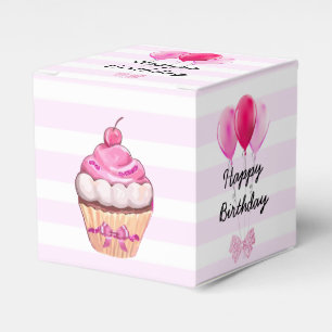 Happy Birthday Pink Cherry Cupcake mit Bows Box Geschenkschachtel