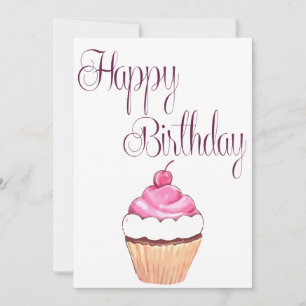 Happy Birthday Pink Cupcake Karte