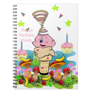 Happy Birthday Pink Cupcake Notebook Notizblock