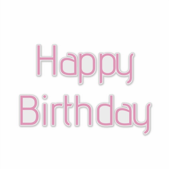 Happy Birthday Pink Custom Color Simple Niedlich 2 Aufkleber (Vorderseite)