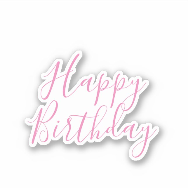Happy Birthday Pink Custom Color Simple Niedlich 2 Aufkleber (Vorderseite)