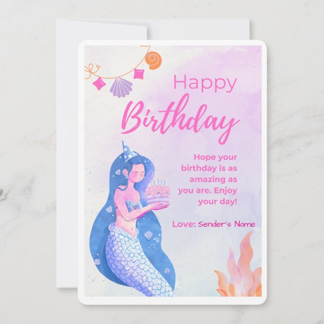 Happy Birthday Pink Custom Digital Card Feiertagskarte (Vorderseite)