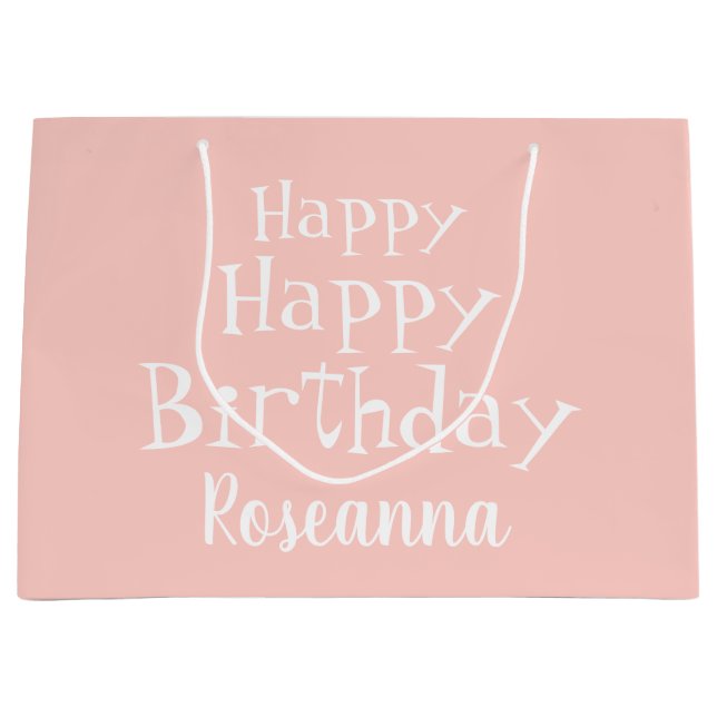 Happy Birthday Pink Custom Large Gift Bag Große Geschenktüte (Vorderseite)