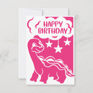 Happy Birthday Pink Dinosaur Grußkarte Dankeskarte