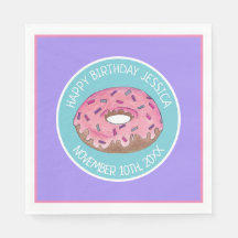 Happy Birthday Pink Donut Doughnut Bday Girl Paper